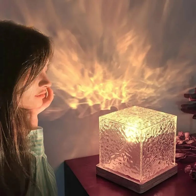 Water Ripple LED Night Light, Color Changing Crystal Lamp Perfect Ripple Lamp For Party Mood And Home With Remote Night Lamp With Ocean Wave Projector