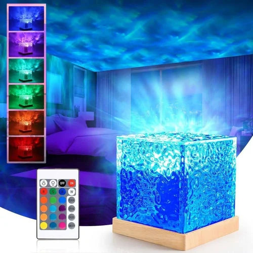 Water Ripple LED Night Light, Color Changing Crystal Lamp Perfect Ripple Lamp For Party Mood And Home With Remote Night Lamp With Ocean Wave Projector